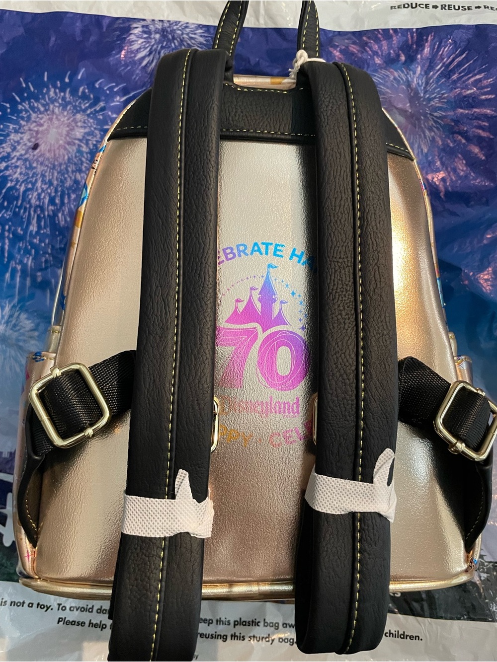 Loungefly Disney Parks Rose Gold 70th Anniversary Mickey & Friends Mini Backpack - Picture 5 of 7